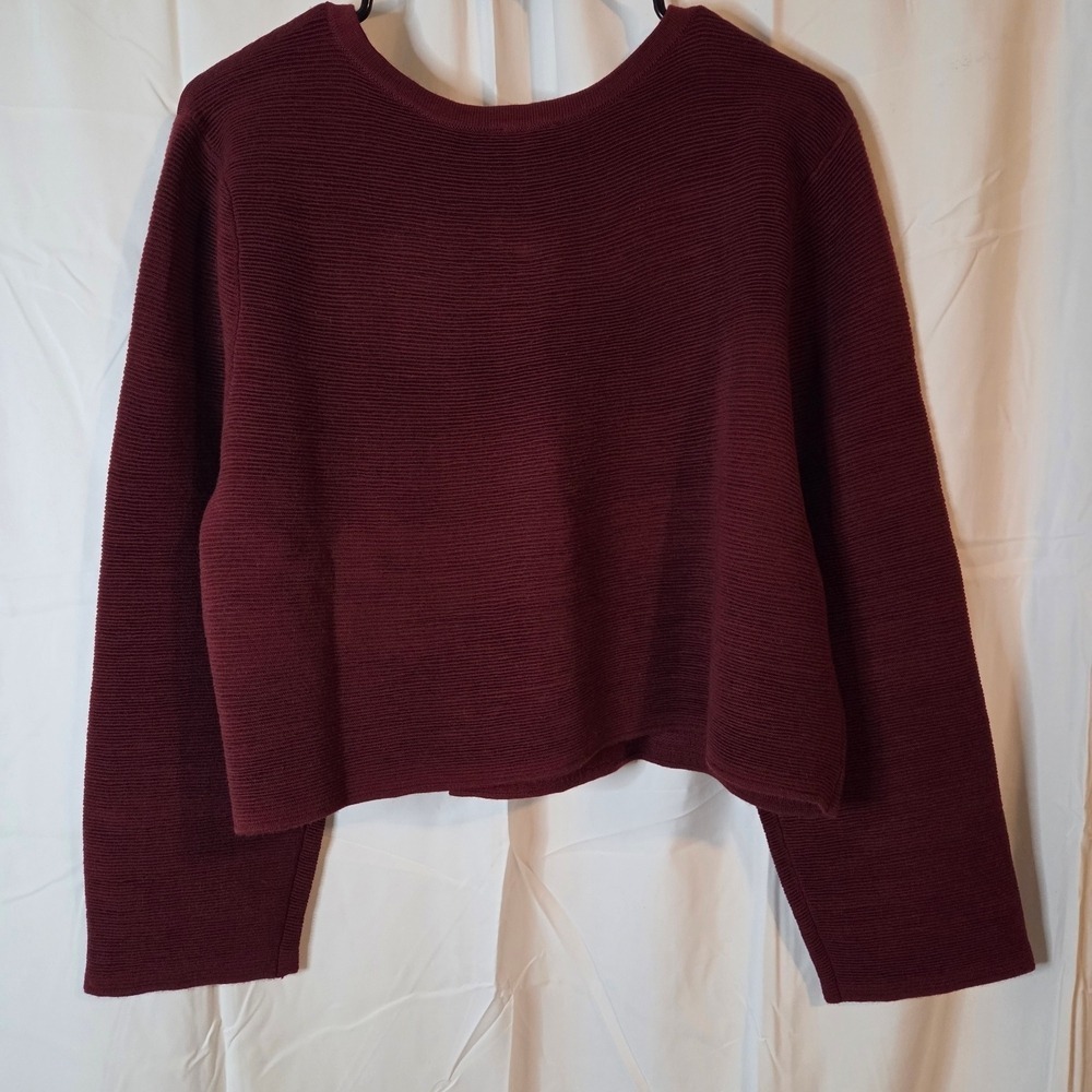 Talbots Women's Deep Red Button-Front Cropped Ribbed Cardigan Size XL - Picture 10 of 13